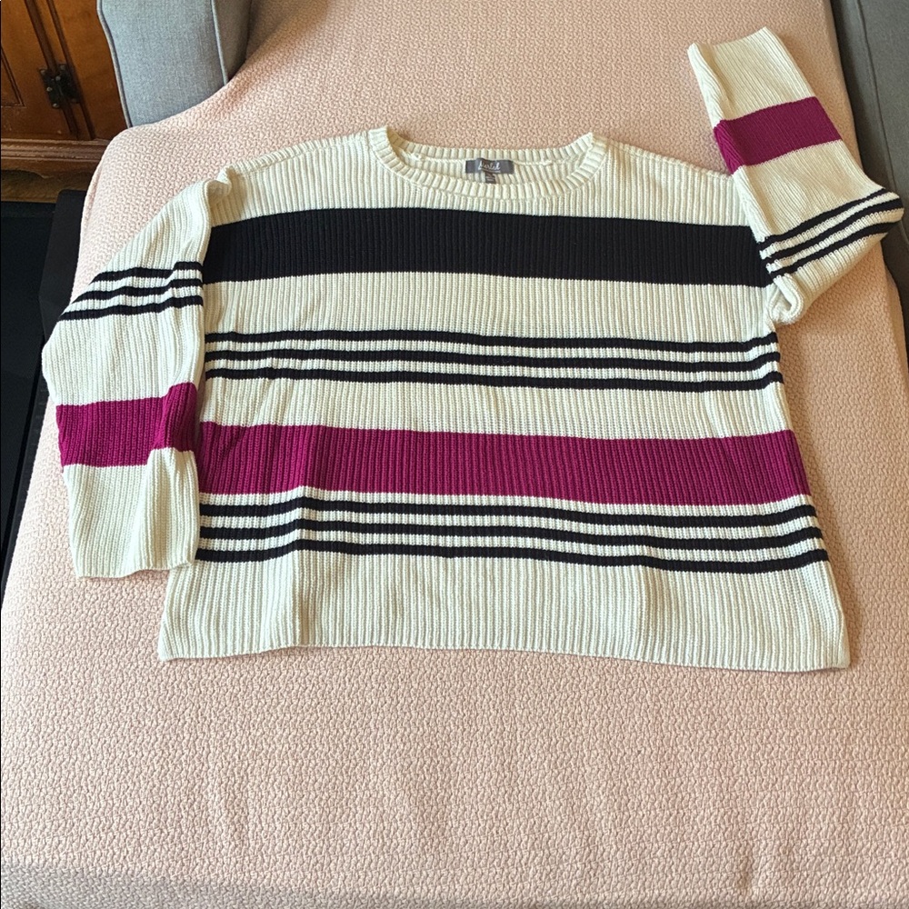 Marbled Cream Ribbed Knit Sweater